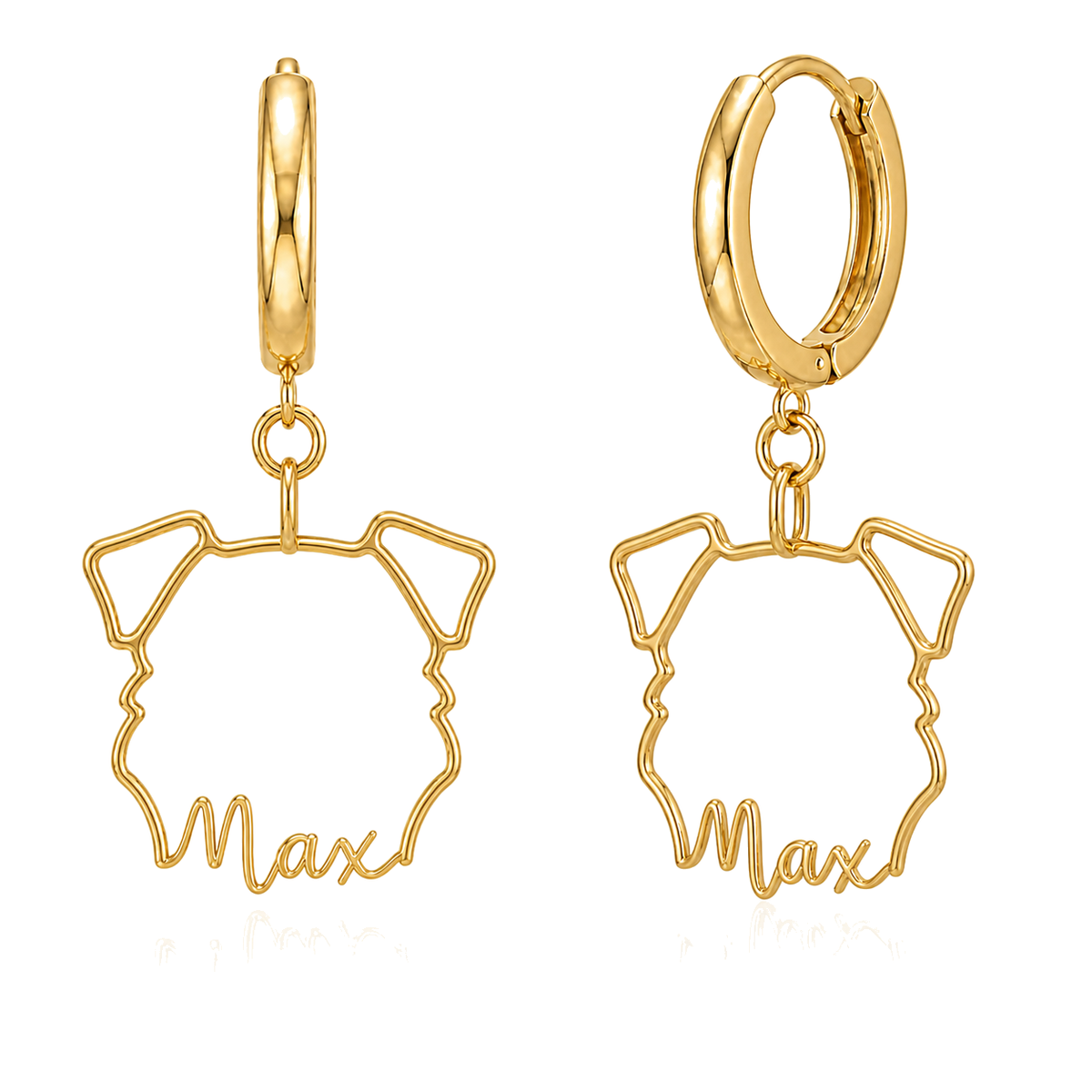 Schnauzer Miniature natural ears Max personalized pet face earrings