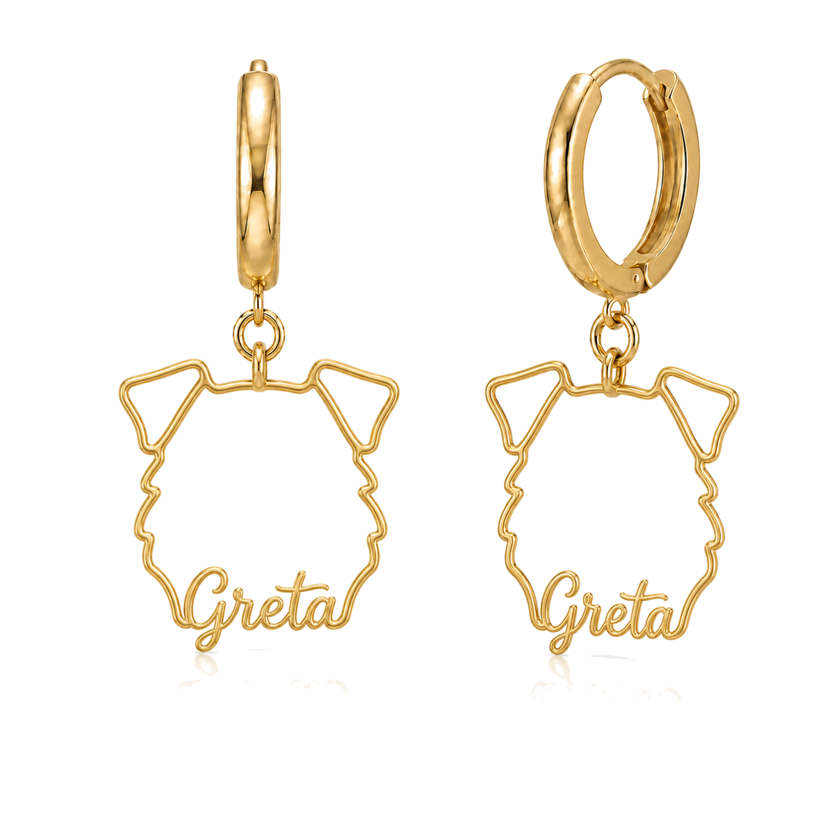 Schnauzer Standard natural ears Greta personalized pet face earrings