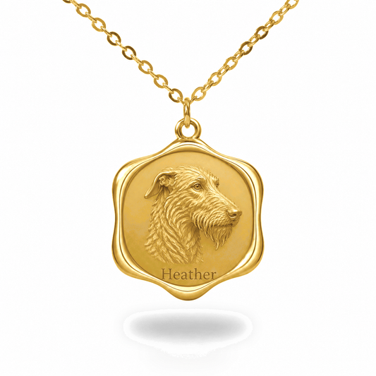 Soulyshine Scottish Deerhound Precious Paw personalized pet photo necklace - 18K Gold Vermeil front