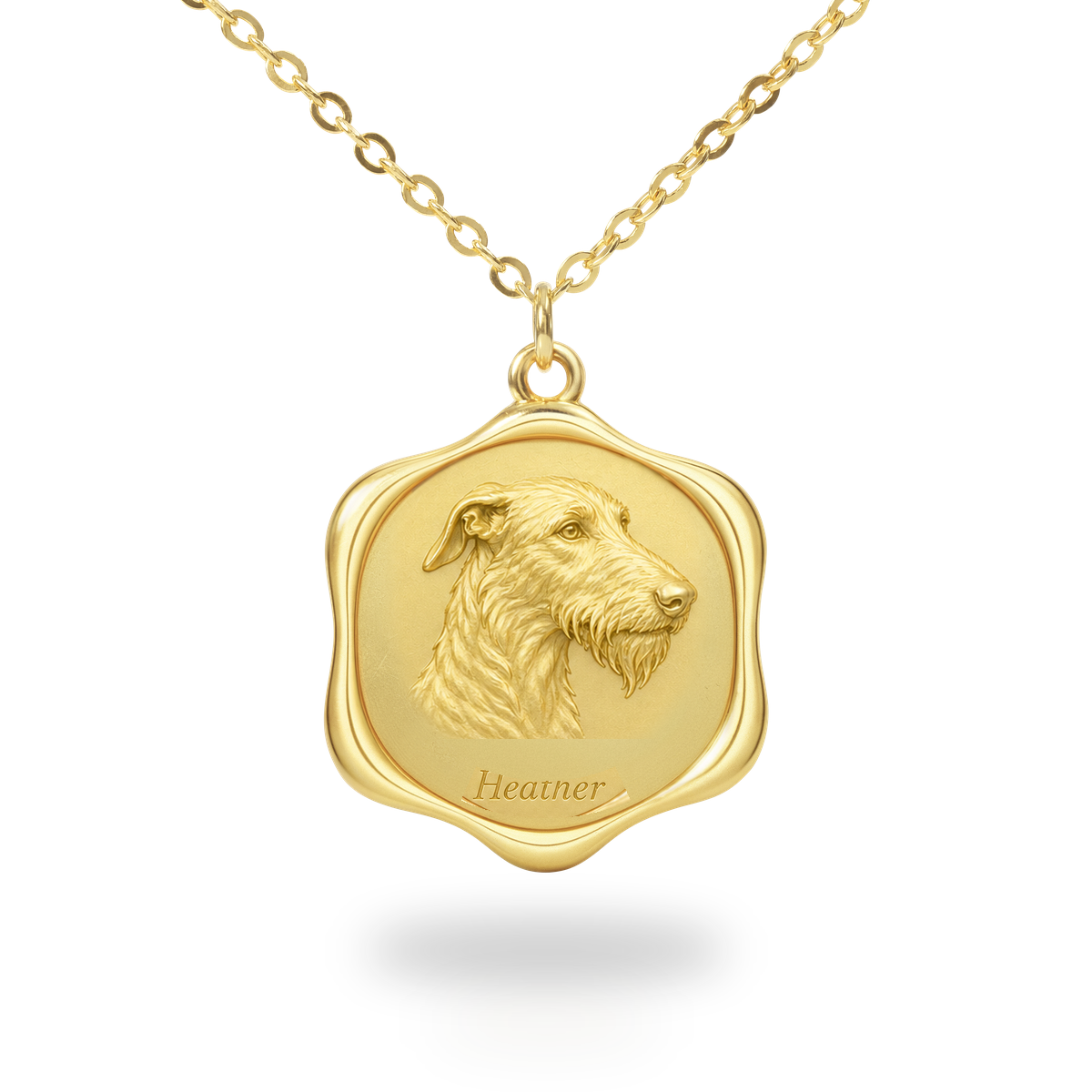 Soulyshine Scottish Deerhound Precious Paw personalized pet photo necklace - 18K Gold Vermeil front