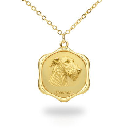Soulyshine Scottish Deerhound Precious Paw personalized pet photo necklace - 18K Gold Vermeil front