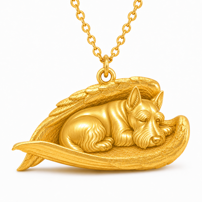 Soulyshine Scottish Terrier The Sleeping Angel – Personalized Pet Necklace - 18K Gold Vermeil front