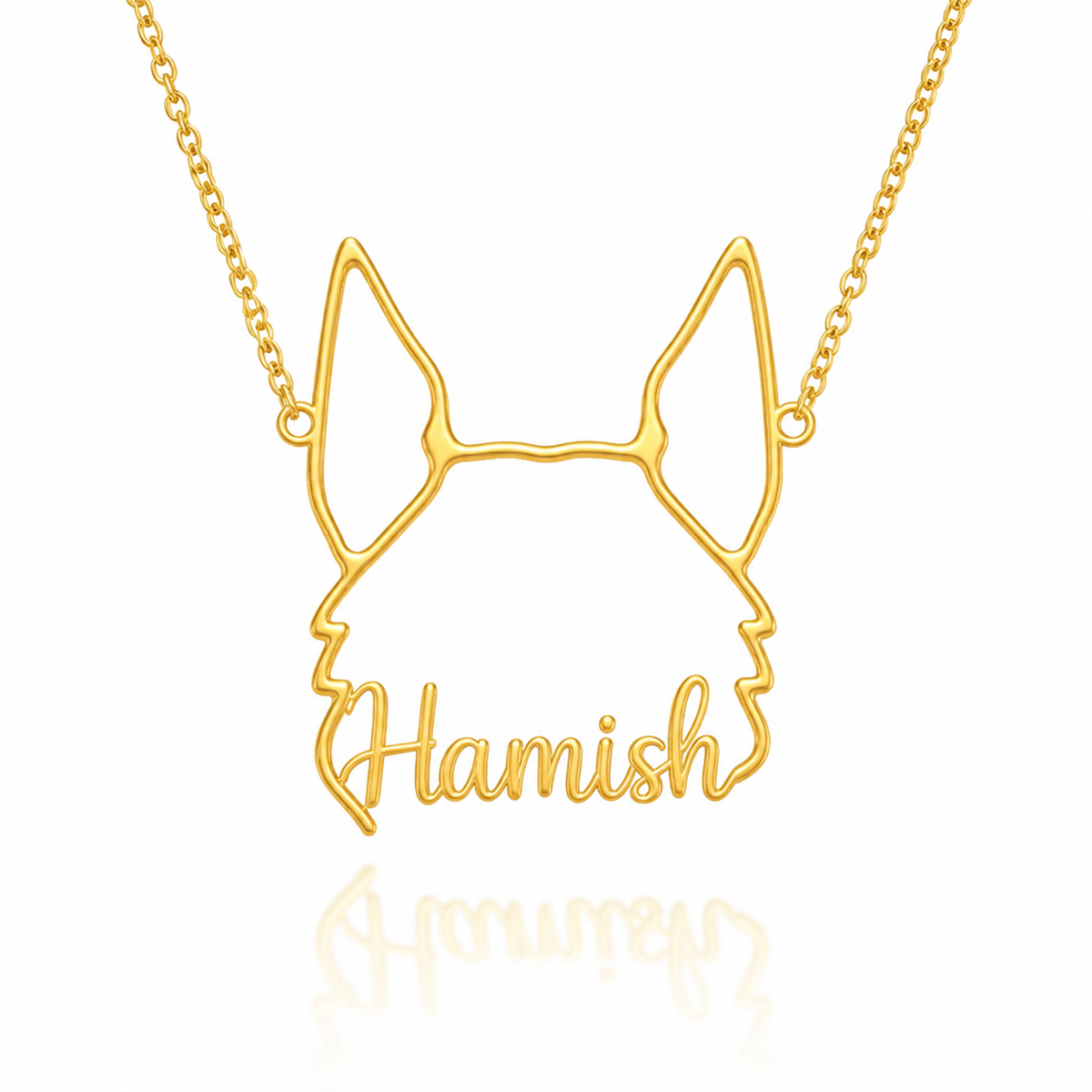 Soulyshine Scottish Terrier personalized outline pet face and name necklace in gold
