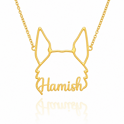 Soulyshine Scottish Terrier personalized outline pet face and name necklace in gold