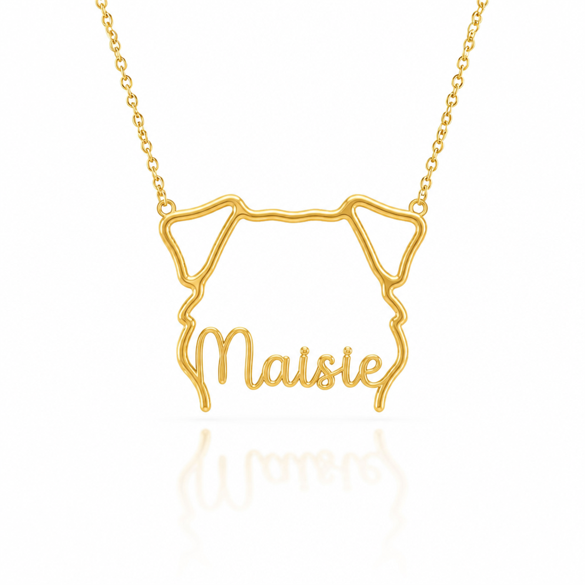 Soulyshine Sealyham Terrier personalized outline pet face and name necklace in gold