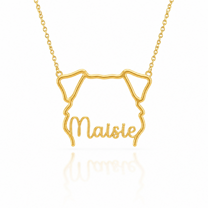 Soulyshine Sealyham Terrier personalized outline pet face and name necklace in gold