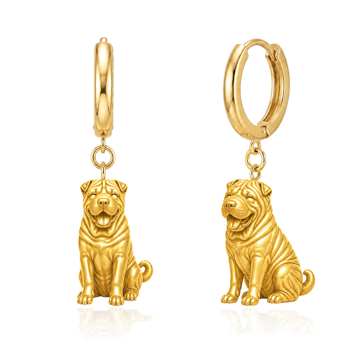 Shar Pei personalized companion handcrafted huggie earrings