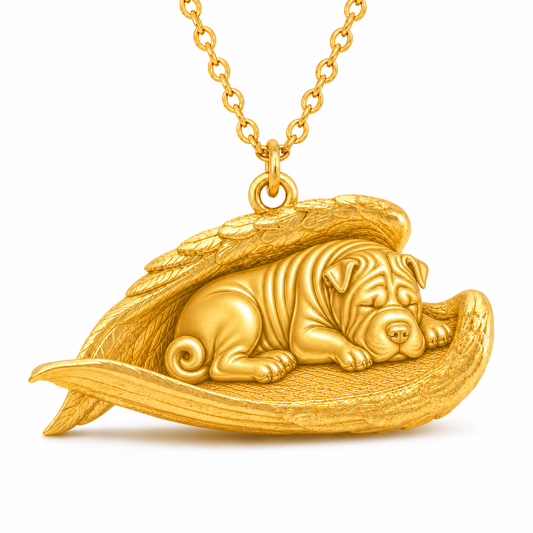 Soulyshine Shar Pei The Sleeping Angel – Personalized Pet Necklace - 18K Gold Vermeil front