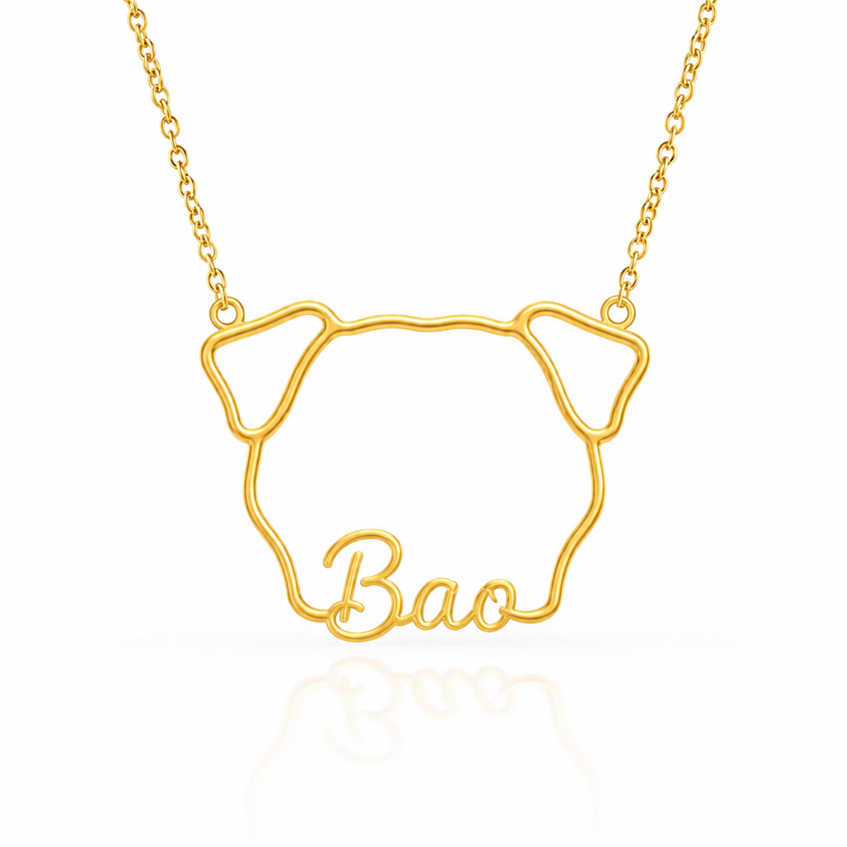 Soulyshine Shar-Pei personalized outline pet face and name necklace in gold