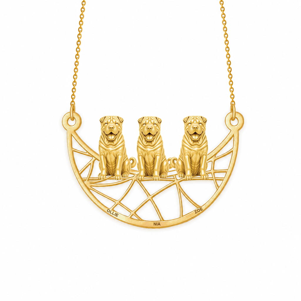 Soulyshine Shar Pei Eternal Paw personalized pets necklace