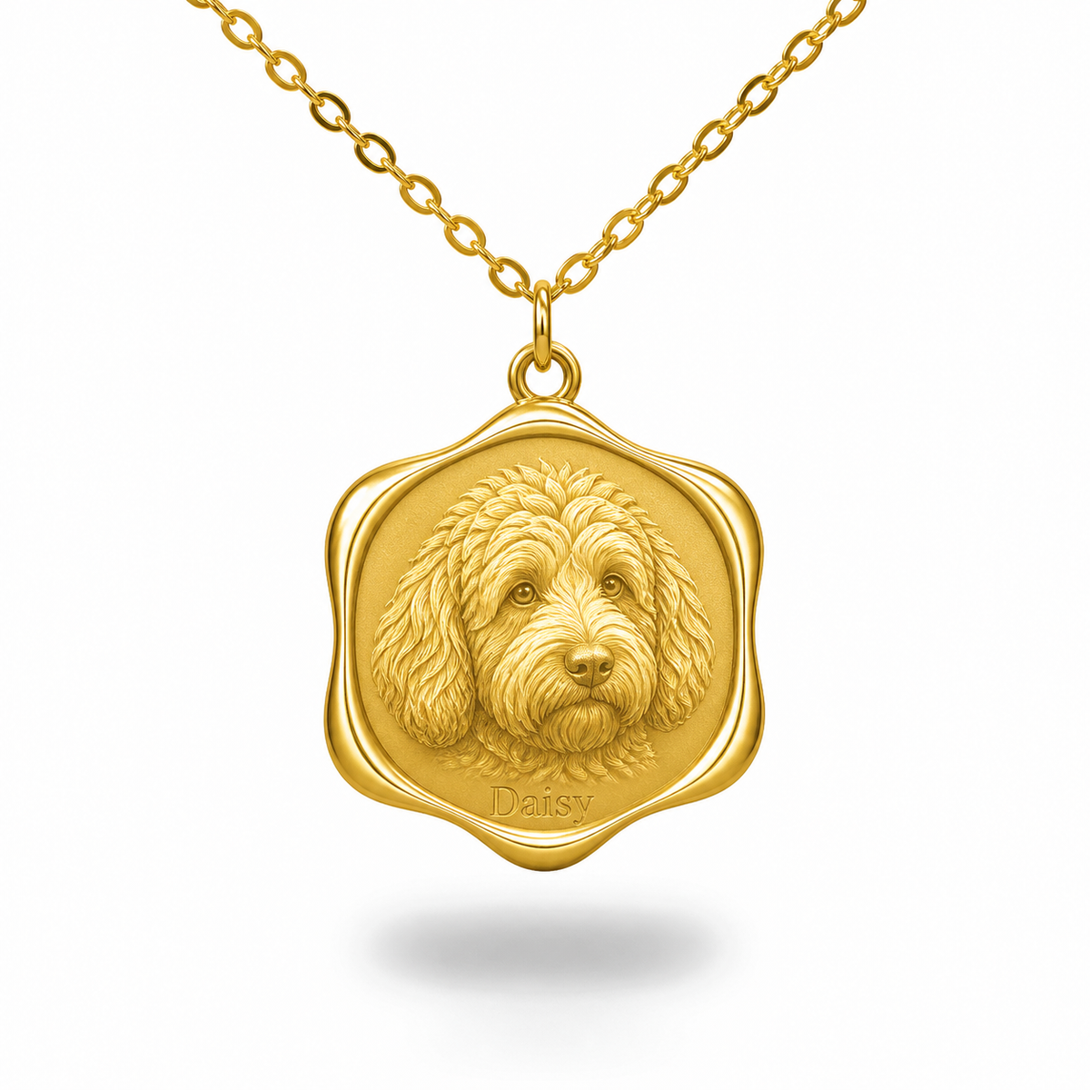 Soulyshine Sheepadoodle Precious Paw personalized pet photo necklace - 18K Gold Vermeil front