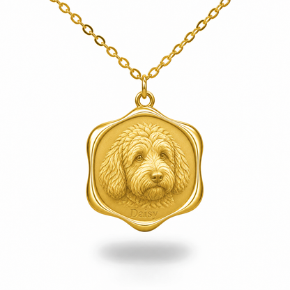 Soulyshine Sheepadoodle Precious Paw personalized pet photo necklace - 18K Gold Vermeil front