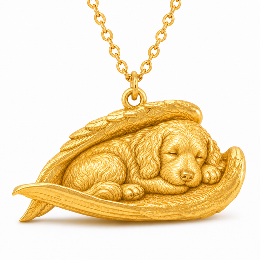 Soulyshine Sheepadoodle The Sleeping Angel – Personalized Pet Necklace - 18K Gold Vermeil front