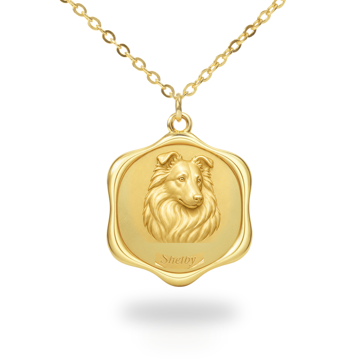 Soulyshine Shetland Sheepdog Precious Paw personalized pet photo necklace - 18K Gold Vermeil front