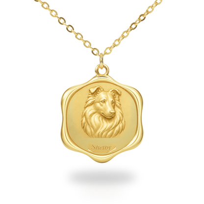Soulyshine Shetland Sheepdog Precious Paw personalized pet photo necklace - 18K Gold Vermeil front