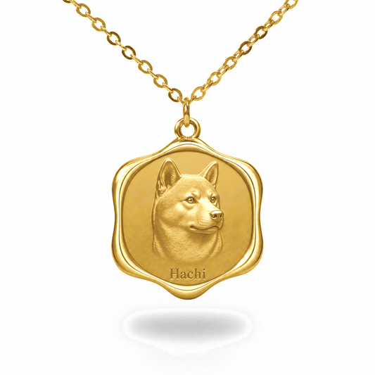 Soulyshine Shiba Inu Precious Paw personalized pet photo necklace - 18K Gold Vermeil front