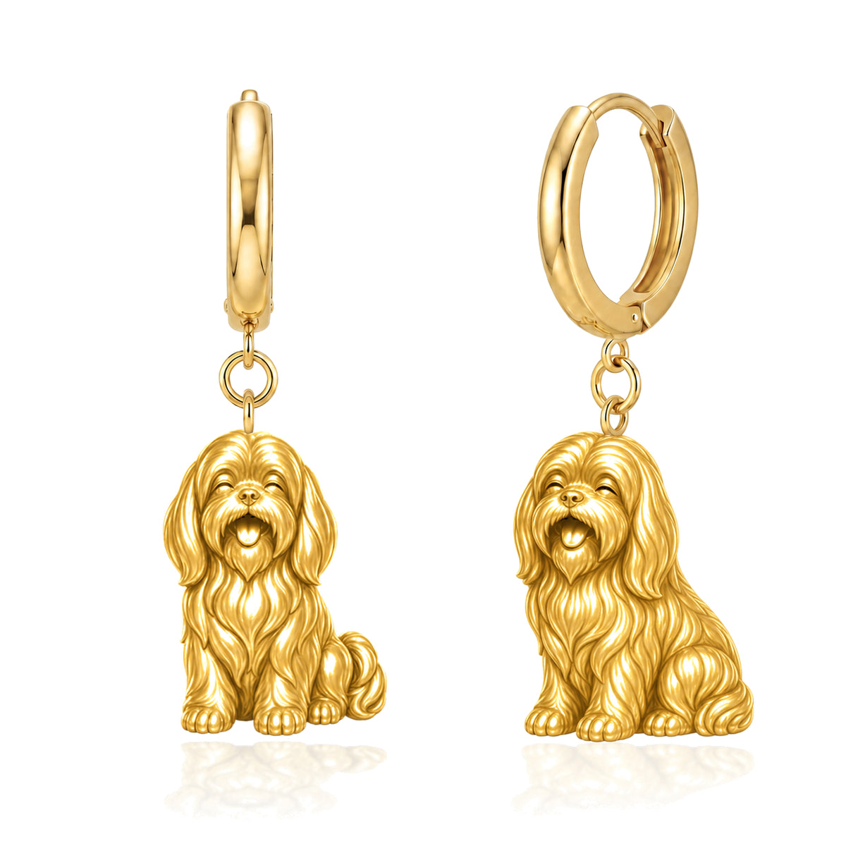 Shih Tzu long coat personalized companion handcrafted huggie earrings