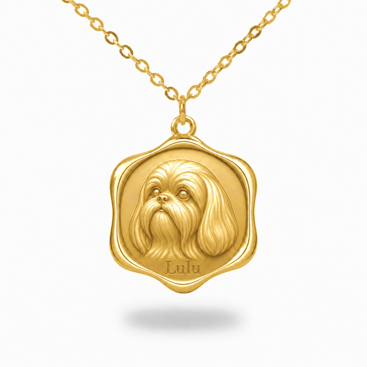 Soulyshine Shih Tzu - long coat Precious Paw personalized pet photo necklace - 18K Gold Vermeil front