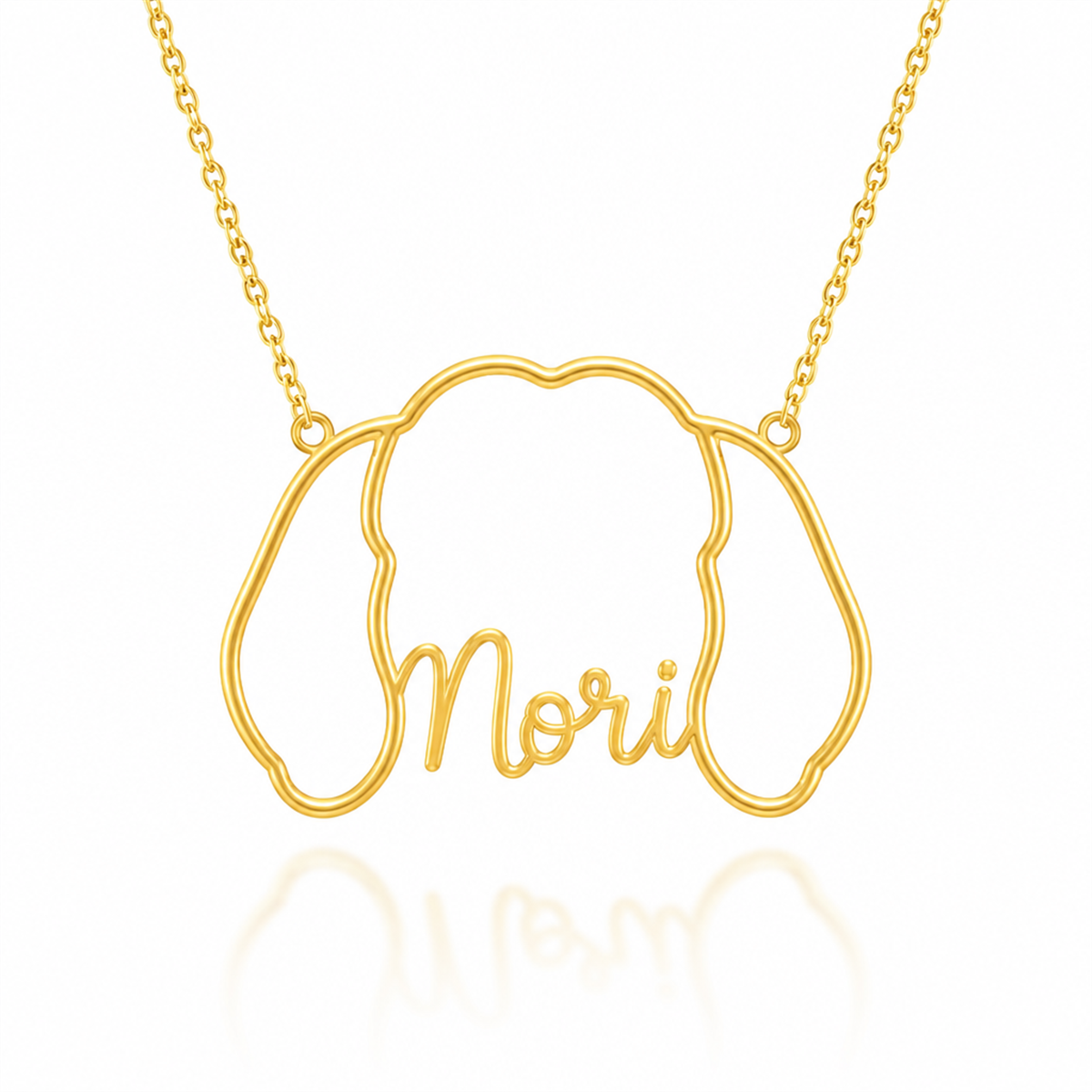 Soulyshine Shih Tzu - puppy cut personalized outline pet face and name necklace in gold