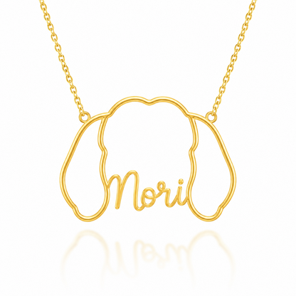 Soulyshine Shih Tzu - puppy cut personalized outline pet face and name necklace in gold