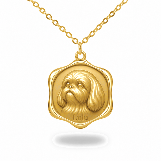Soulyshine Shih Tzu Precious Paw personalized pet photo necklace - 18K Gold Vermeil front