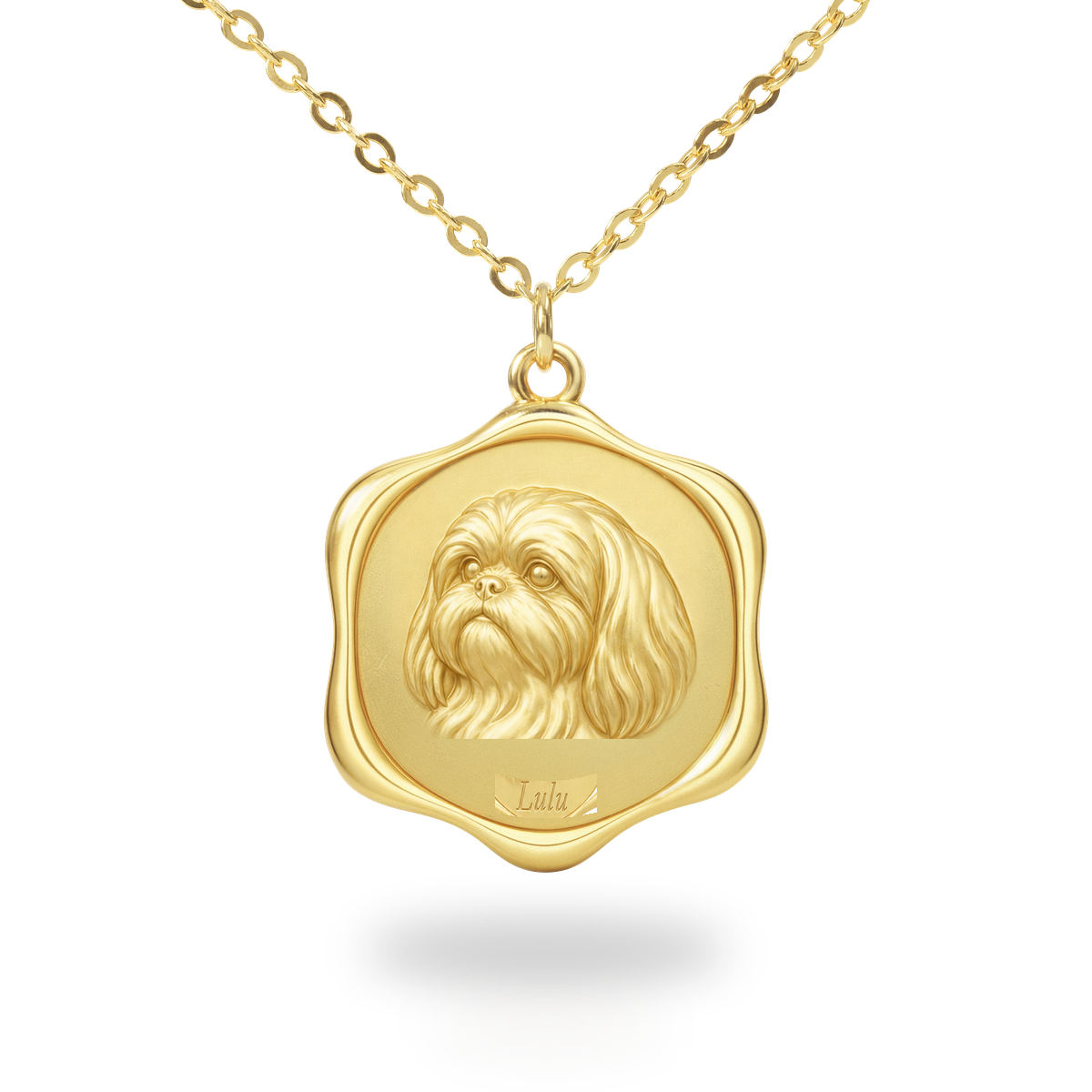 Soulyshine Shih Tzu Precious Paw personalized pet photo necklace - 18K Gold Vermeil front