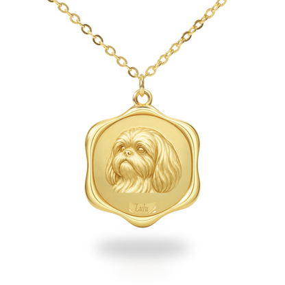 Soulyshine Shih Tzu Precious Paw personalized pet photo necklace - 18K Gold Vermeil front