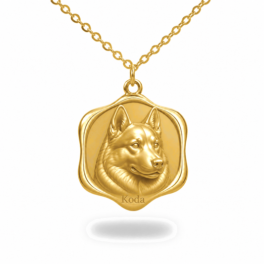 Soulyshine Siberian Husky Precious Paw personalized pet photo necklace - 18K Gold Vermeil front