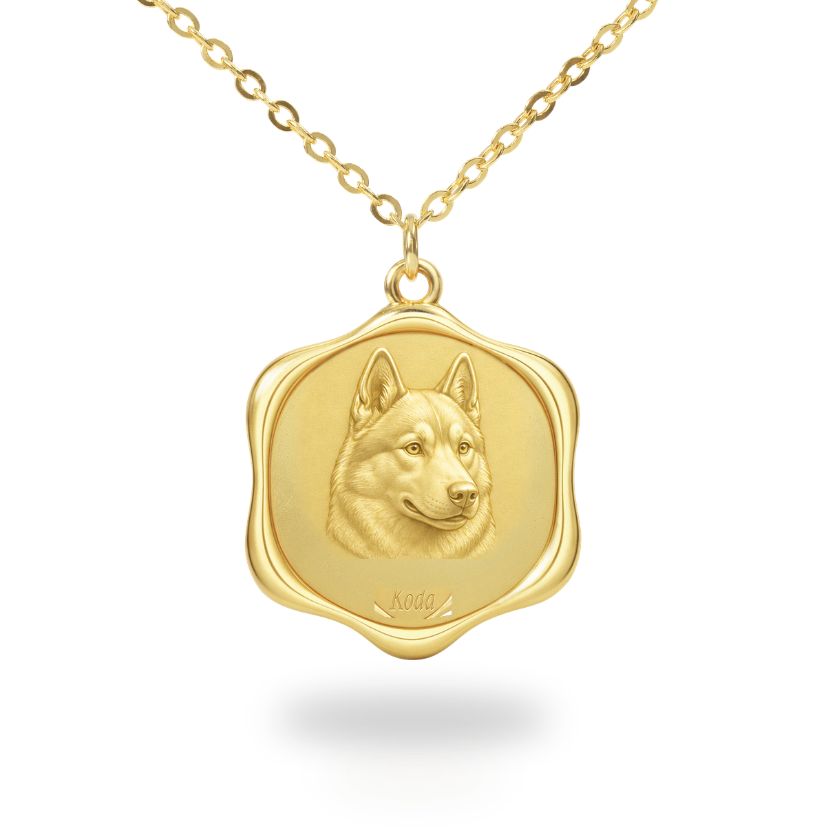 Soulyshine Siberian Husky Precious Paw personalized pet photo necklace - 18K Gold Vermeil front