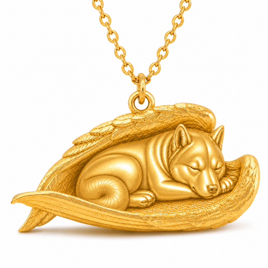 Soulyshine Siberian The Sleeping Angel – Personalized Pet Necklace - 18K Gold Vermeil front