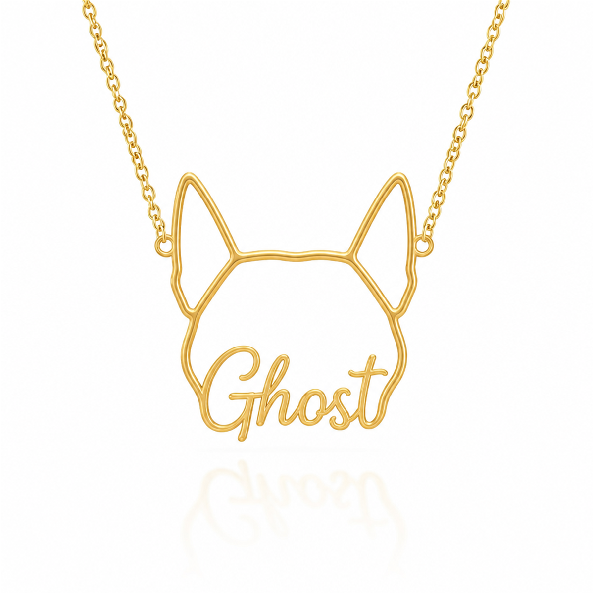 Soulyshine Siberian personalized outline pet face and name necklace in gold