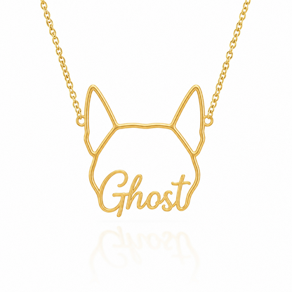 Soulyshine Siberian personalized outline pet face and name necklace in gold