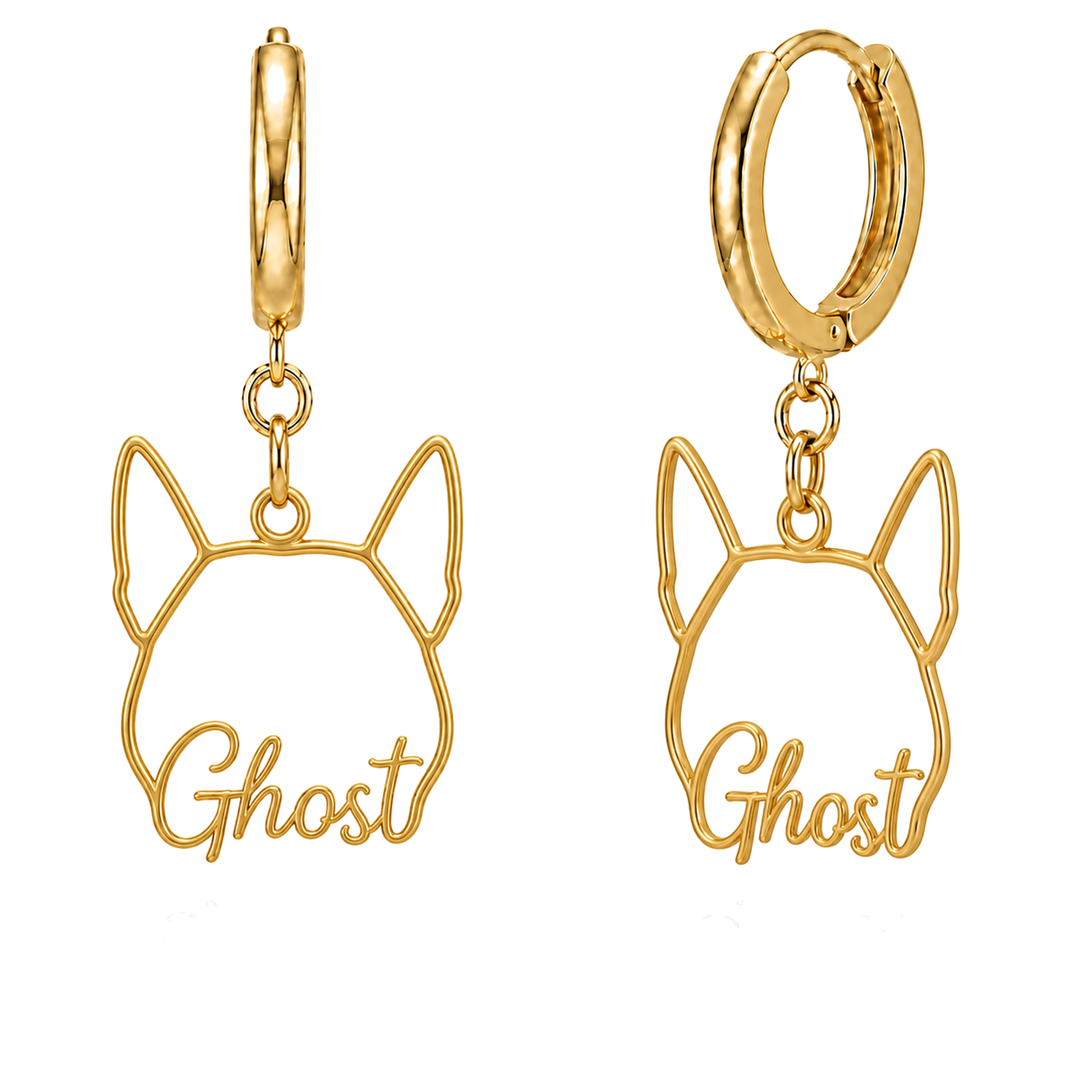 Siberian Ghost personalized pet face earrings