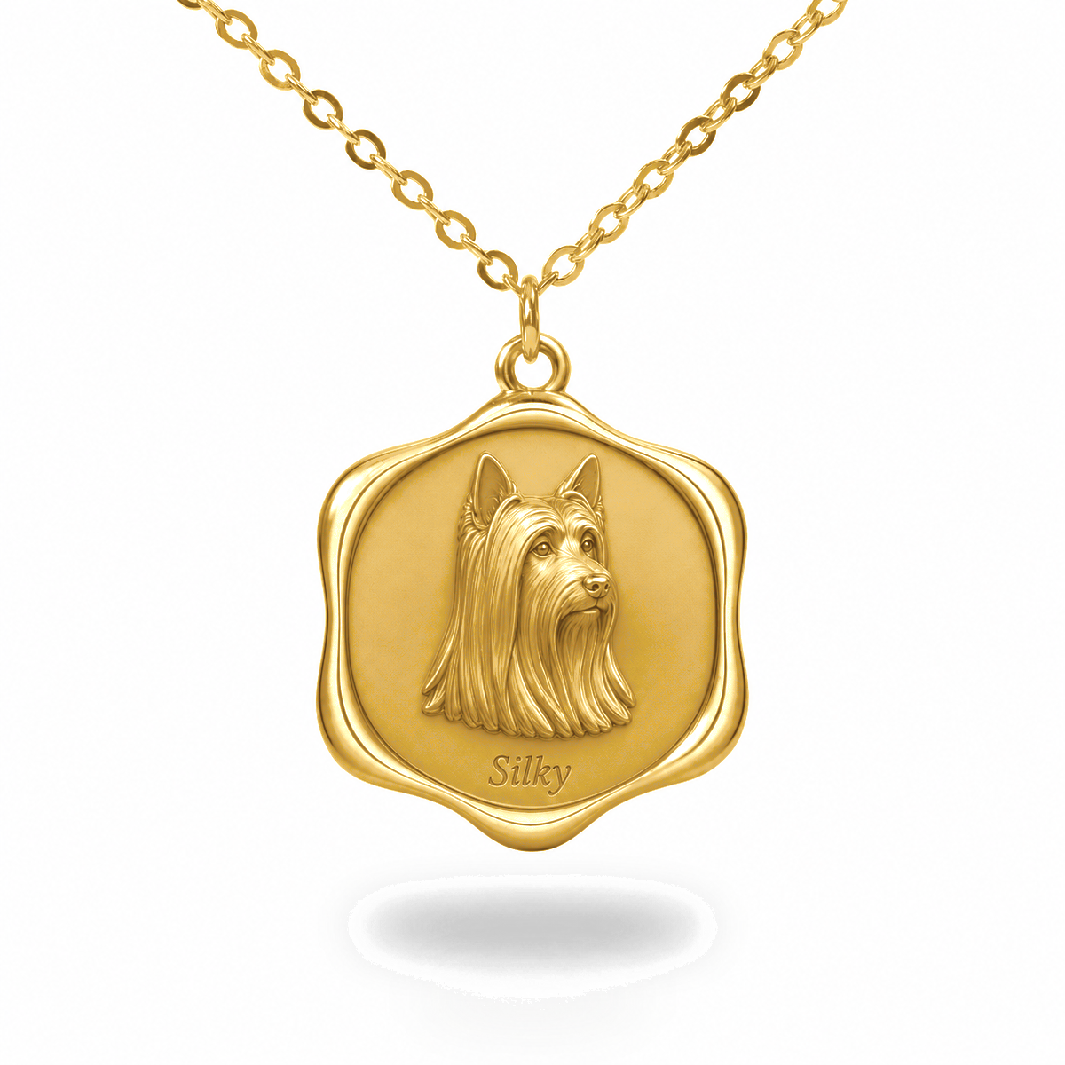 Soulyshine Silky Terrier Precious Paw personalized pet photo necklace - 18K Gold Vermeil front
