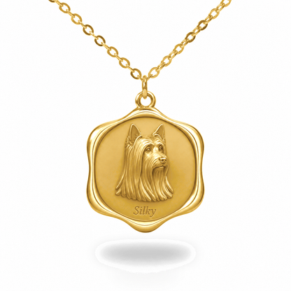 Soulyshine Silky Terrier Precious Paw personalized pet photo necklace - 18K Gold Vermeil front