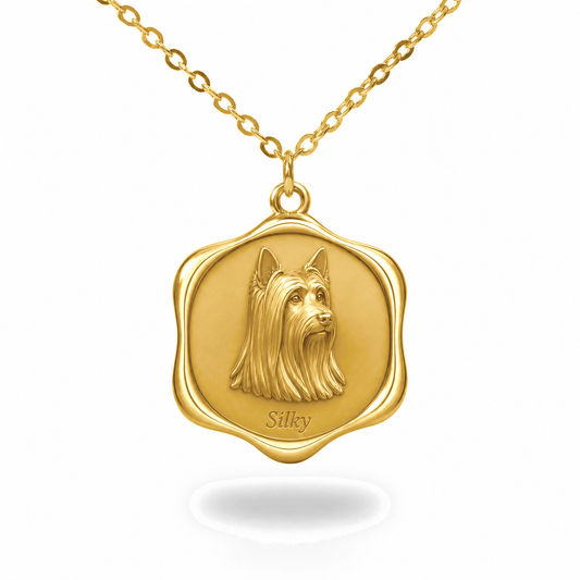 Soulyshine Silky Terrier Precious Paw personalized pet photo necklace - 18K Gold Vermeil front