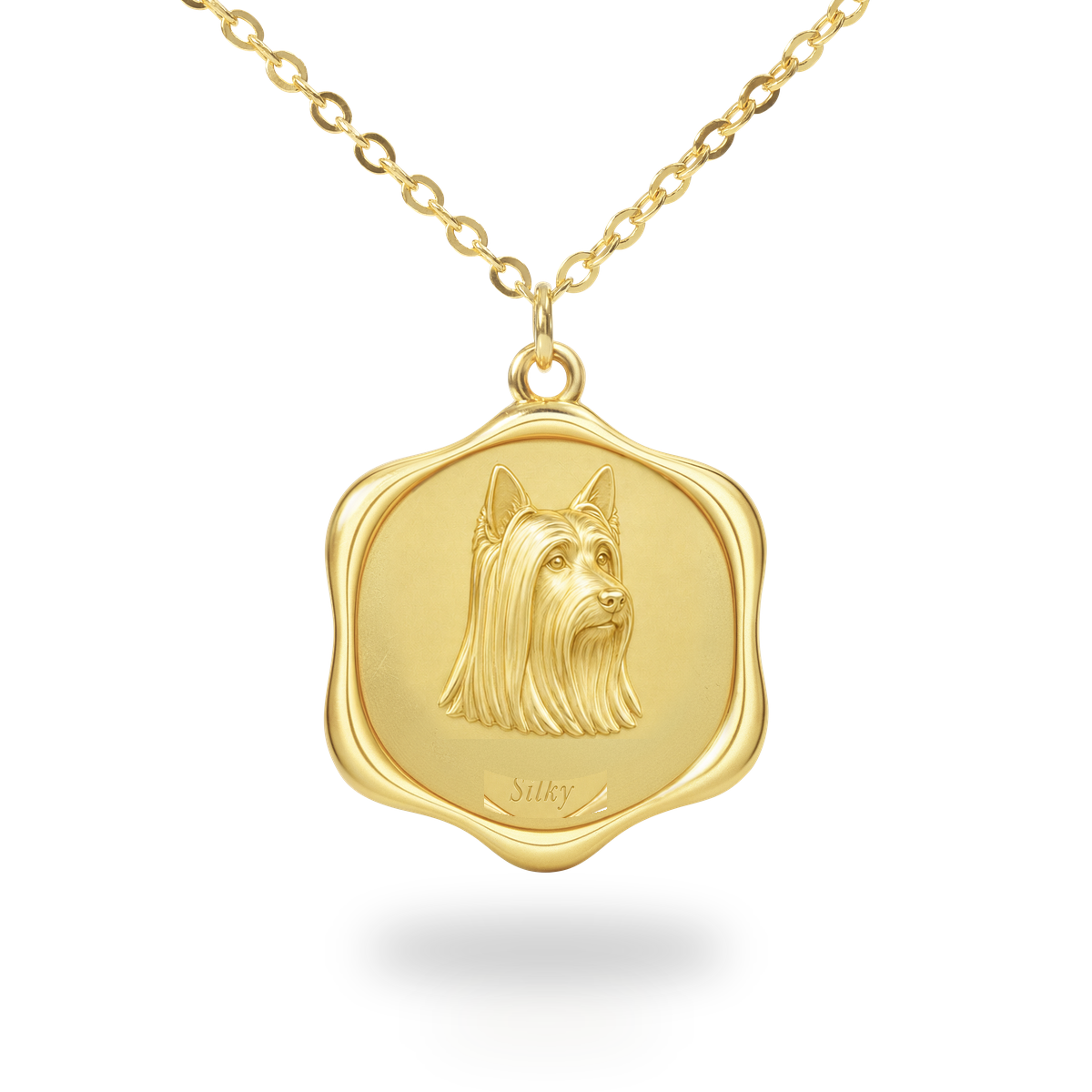 Soulyshine Silky Terrier Precious Paw personalized pet photo necklace - 18K Gold Vermeil front