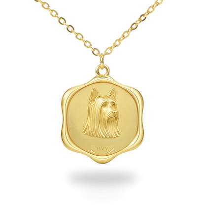 Soulyshine Silky Terrier Precious Paw personalized pet photo necklace - 18K Gold Vermeil front