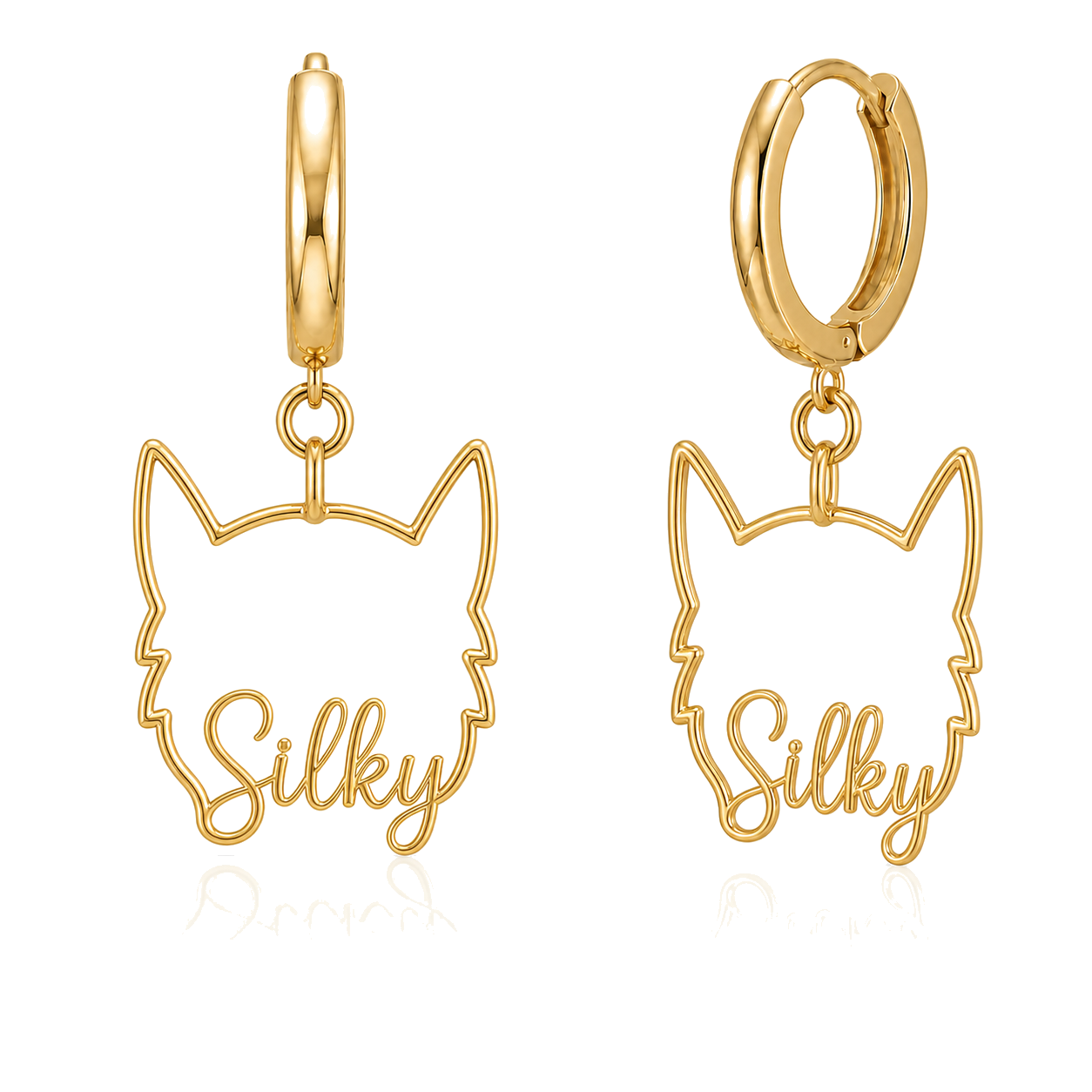 Silky Terrier Silky personalized pet face earrings