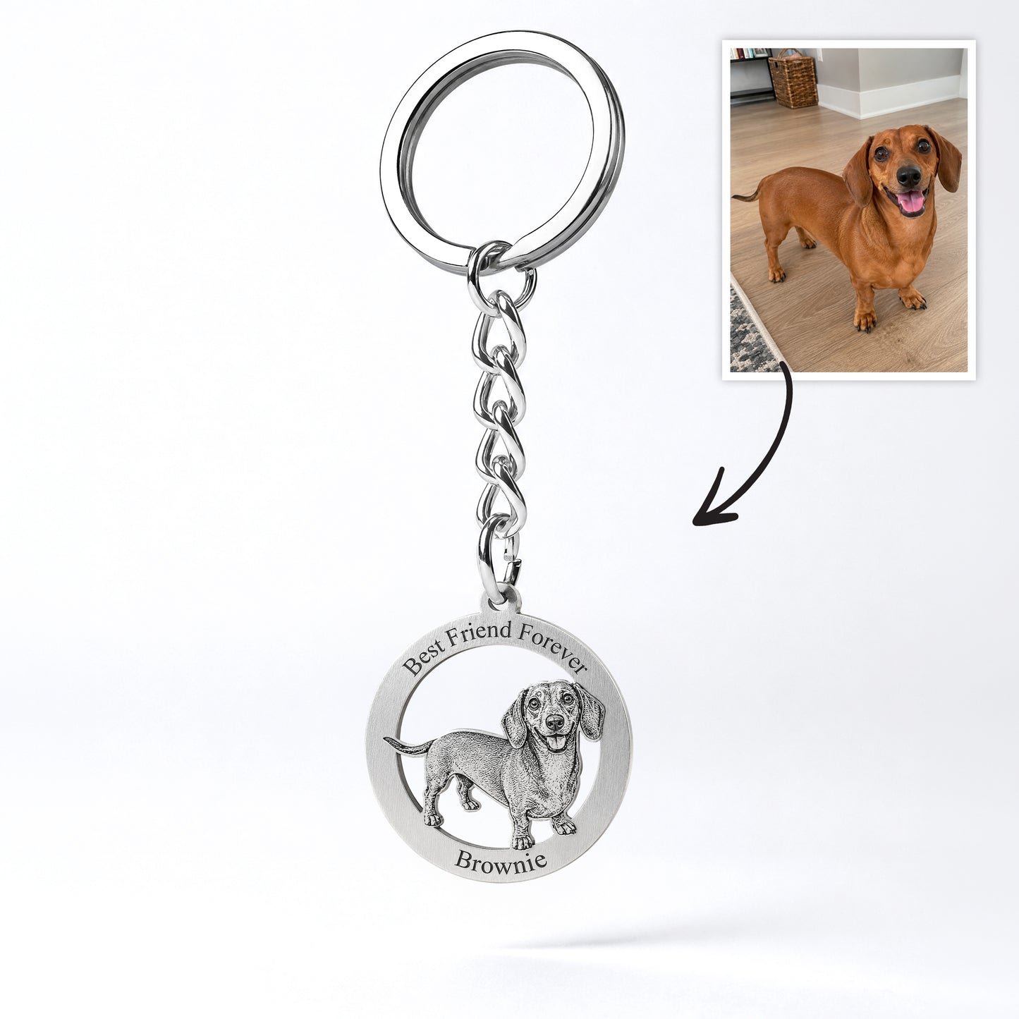 Soulyshine Precious Paw - Upload Pet Portrait Photo Circle Keychain