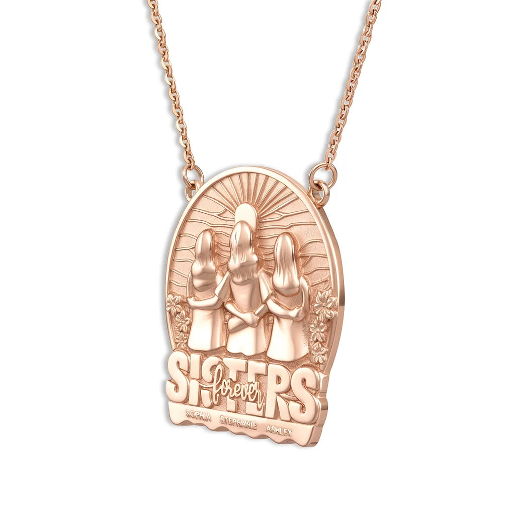 Soulyshine Personalized Sister Forever - Handmade Necklace in Silver/14K Gold Vermeil
