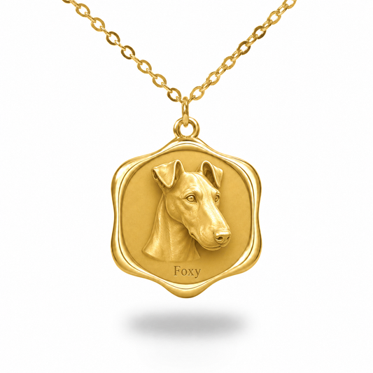 Soulyshine Smooth Fox Terrier Precious Paw personalized pet photo necklace - 18K Gold Vermeil front