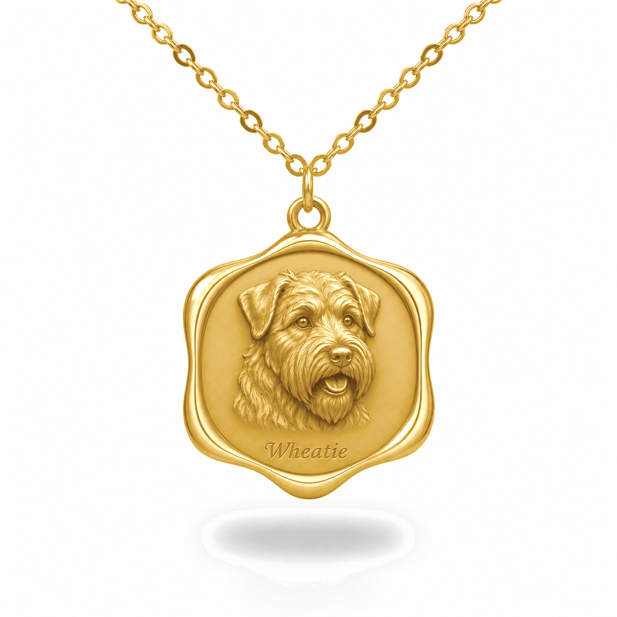Soulyshine Soft Coated Wheaten Terrier Precious Paw personalized pet photo necklace - 18K Gold Vermeil front
