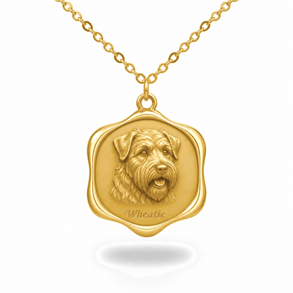 Soulyshine Soft Coated Wheaten Terrier Precious Paw personalized pet photo necklace - 18K Gold Vermeil front
