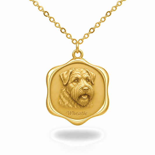 Soulyshine Soft Coated Wheaten Terrier Precious Paw personalized pet photo necklace - 18K Gold Vermeil front