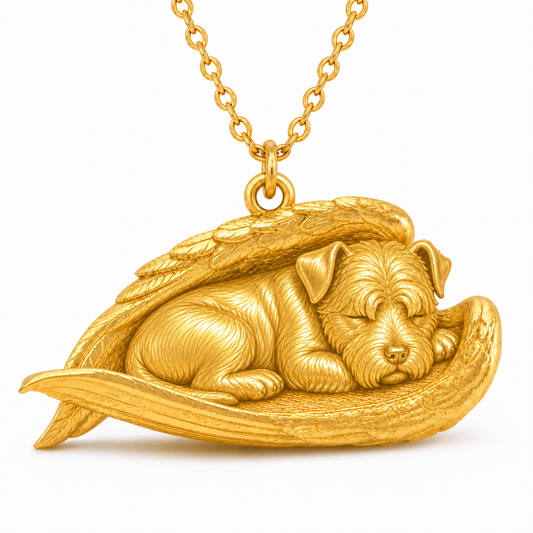 Soulyshine Soft Coated Wheaten Terrier The Sleeping Angel – Personalized Pet Necklace - 18K Gold Vermeil front
