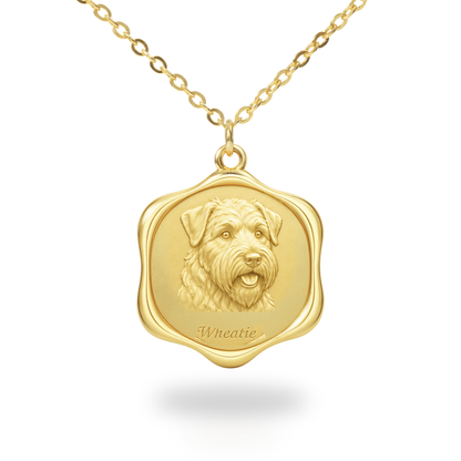 Soulyshine Soft Coated Wheaten Terrier Precious Paw personalized pet photo necklace - 18K Gold Vermeil front