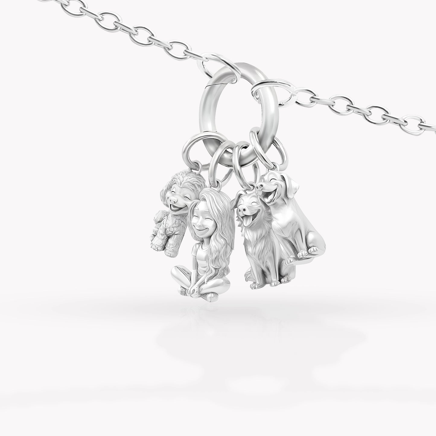 Soulyshine Personalized The Pawbond Girl & Pet Charm Bracelet