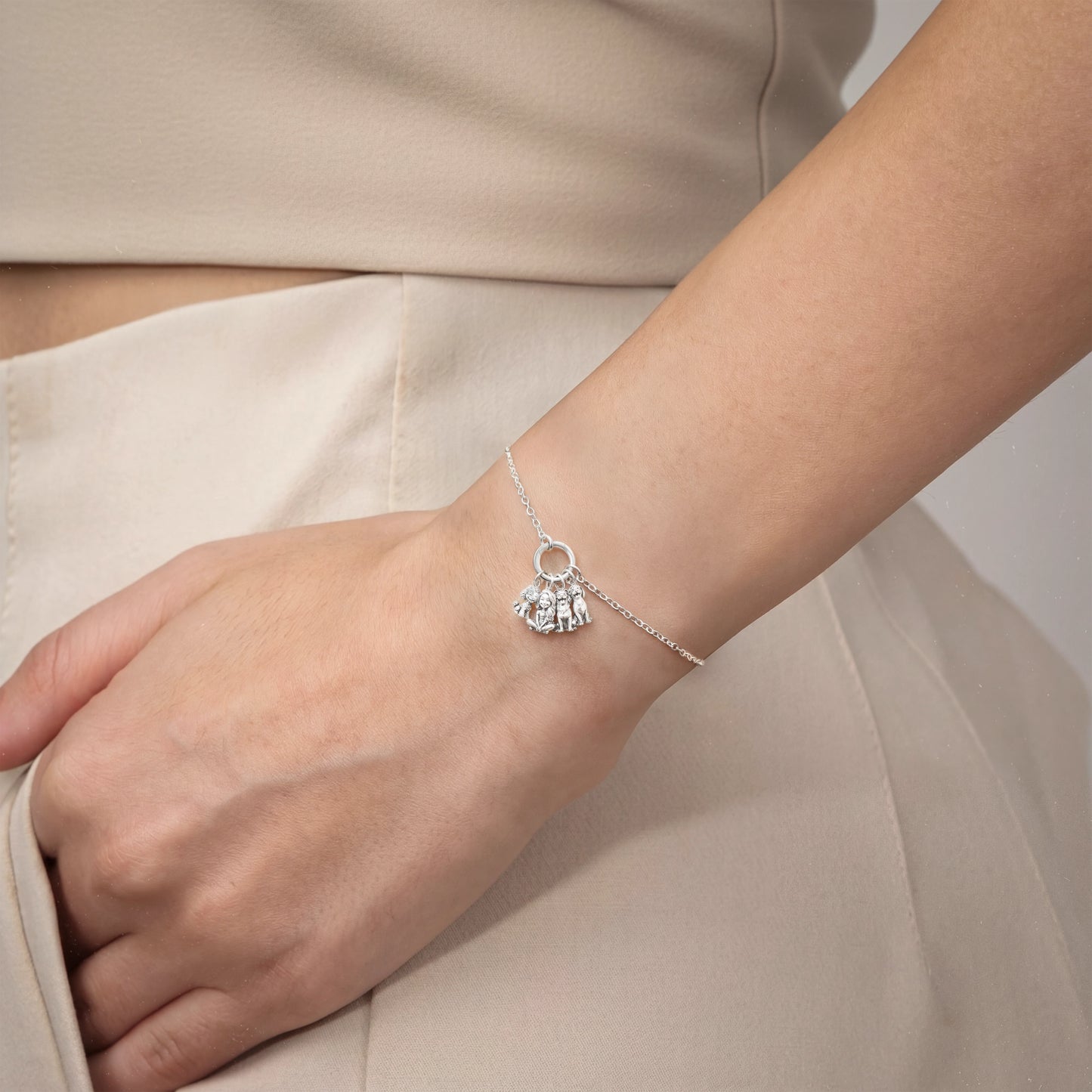 Soulyshine Personalized The Pawbond Girl & Pet Charm Bracelet