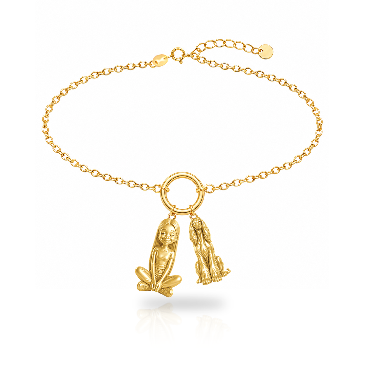 Afghan Hound personalized girl and dog charm bracelet